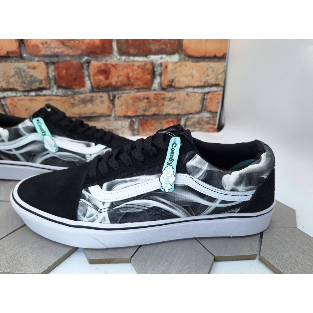 Men Sz 12 Vans Old School Comfy Cush Black White Swirl Sneakers CC After Dark - Picture 5 of 11